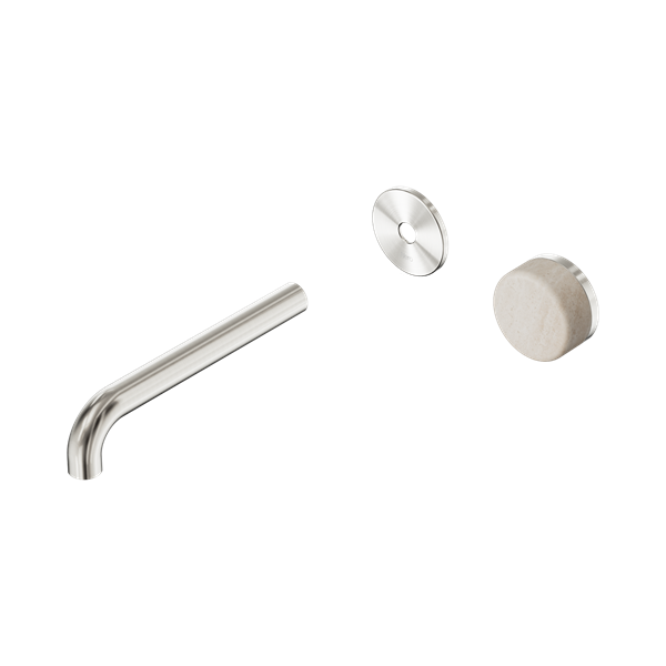 Nero Serenity Progressive Wall Basin Mixer 185mm Spout With Rome Travertine Handle Trim Kit Only Brushed Nickel - 24E111BN