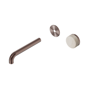 Nero Serenity Progressive Wall Basin Mixer 185mm Spout With Rome Travertine Handle Trim Kit Only Brushed Bronze - 24E111BZ