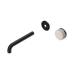 Nero Serenity Progressive Wall Basin Mixer 185mm Spout With Rome Travertine Handle Trim Kit Only Matte Black - 24E111MB