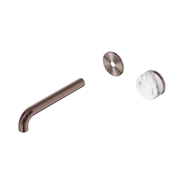 Nero Serenity Progressive Wall Basin Mixer 185mm Spout With Arabescato Corchia Handle Trim Kit Only Brushed Bronze - 24E112BZ