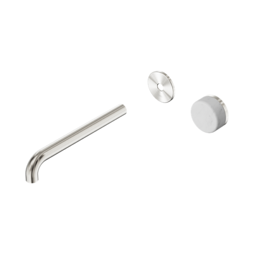 Nero Serenity Progressive Wall Basin Mixer 220mm Spout With Carrara Handle Trim Kit Only Brushed Nickel - 24E115BN
