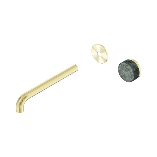 Nero Serenity Progressive Wall Basin Mixer 220mm Spout With Verde Alpi Handle Trim Kit Only Brushed Gold - 24E116BG
