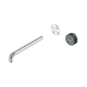 Nero Serenity Progressive Wall Basin Mixer 220mm Spout With Verde Alpi Handle Trim Kit Only Brushed Nickel - 24E116BN