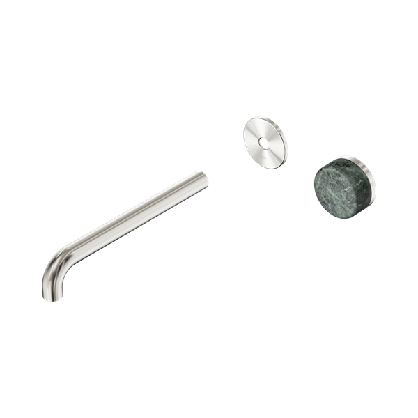 Nero Serenity Progressive Wall Basin Mixer 220mm Spout With Verde Alpi Handle Trim Kit Only Brushed Nickel - 24E116BN