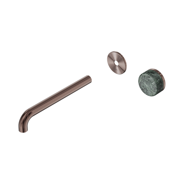 Nero Serenity Progressive Wall Basin Mixer 220mm Spout With Verde Alpi Handle Trim Kit Only Brushed Bronze - 24E116BZ