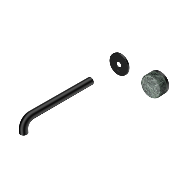 Nero Serenity Progressive Wall Basin Mixer 220mm Spout With Verde Alpi Handle Trim Kit Only Matte Black - 24E116MB