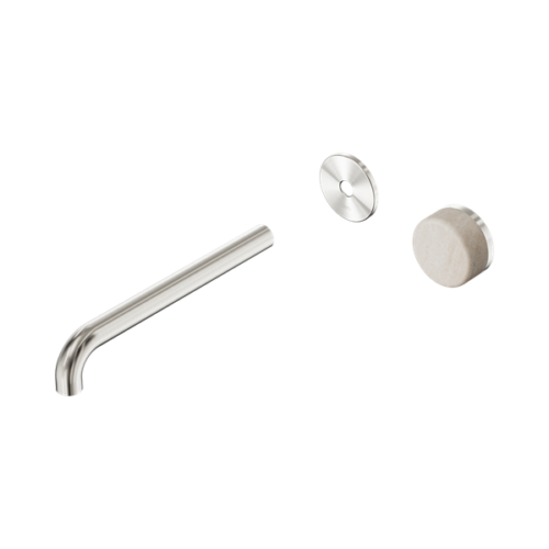 Nero Serenity Progressive Wall Basin Mixer 220mm Spout With Rome Travertine Handle Trim Kit Only Brushed Nickel - 24E117BN