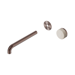 Nero Serenity Progressive Wall Basin Mixer 220mm Spout With Rome Travertine Handle Trim Kit Only Brushed Bronze - 24E117BZ