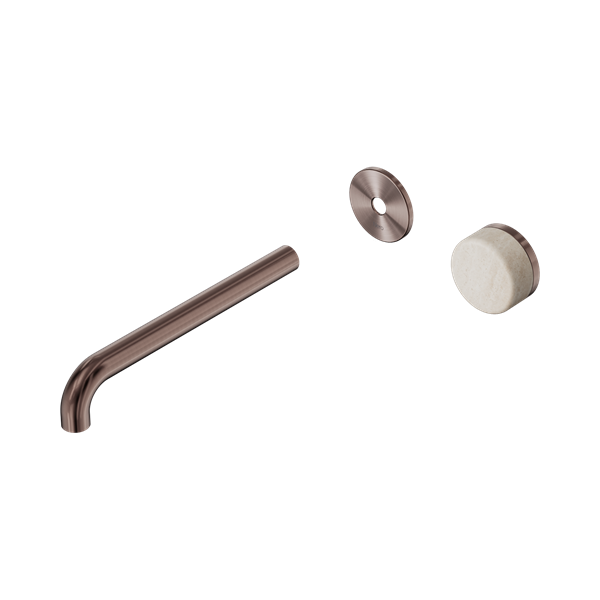 Nero Serenity Progressive Wall Basin Mixer 220mm Spout With Rome Travertine Handle Trim Kit Only Brushed Bronze - 24E117BZ