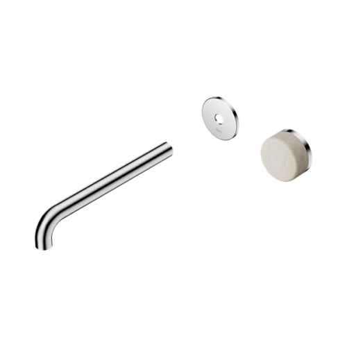 Nero Serenity Progressive Wall Basin Mixer 220mm Spout With Rome Travertine Handle Trim Kit Only Chrome - 24E117CH