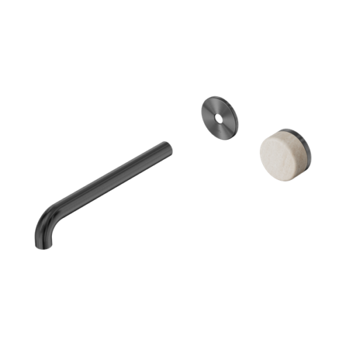 Nero Serenity Progressive Wall Basin Mixer 220mm Spout With Rome Travertine Handle Trim Kit Only Gun Metal - 24E117GM