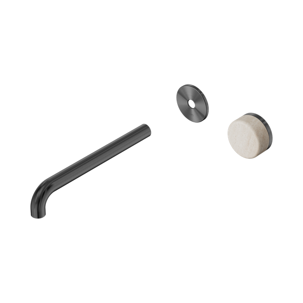 Nero Serenity Progressive Wall Basin Mixer 220mm Spout With Rome Travertine Handle Trim Kit Only Gun Metal - 24E117GM