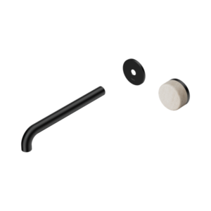 Nero Serenity Progressive Wall Basin Mixer 220mm Spout With Rome Travertine Handle Trim Kit Only Matte Black - 24E117MB