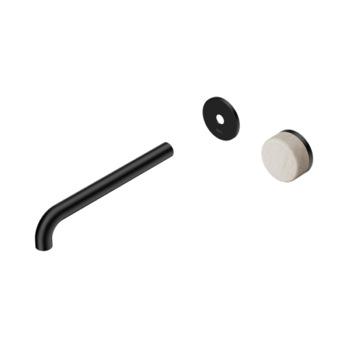 Nero Serenity Progressive Wall Basin Mixer 220mm Spout With Rome Travertine Handle Trim Kit Only Matte Black - 24E117MB