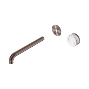 Nero Serenity Progressive Wall Basin Mixer 220mm Spout With Arabescato Corchia Handle Trim Kit Only Brushed Bronze - 24E118BZ