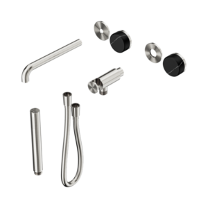 Nero Serenity Progressive Shower System With Spout With Marquina Black Handle And Slim Shower Trim Kit Only Brushed Nickel - 24E121BN