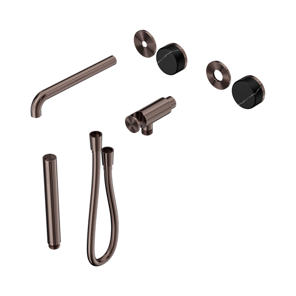 Nero Serenity Progressive Shower System With Spout With Marquina Black Handle And Slim Shower Trim Kit Only Brushed Bronze - 24E121BZ