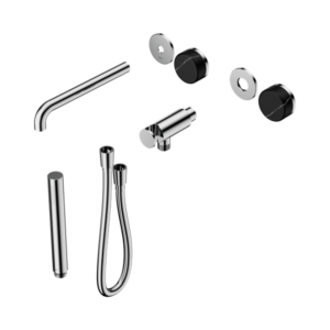 Nero Serenity Progressive Shower System With Spout With Marquina Black Handle And Slim Shower Trim Kit Only Chrome - 24E121CH