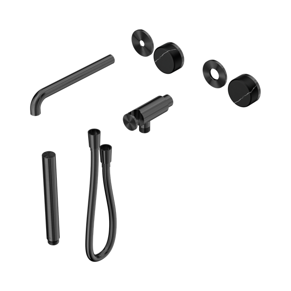 Nero Serenity Progressive Shower System With Spout With Marquina Black Handle And Slim Shower Trim Kit Only Gun Metal - 24E121GM