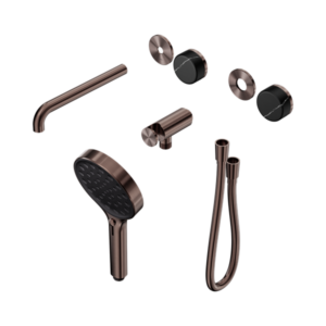 Nero Serenity Progressive Shower System With Spout With Marquina Black Handle And Serenity Hand Shower Trim Kit Only Brushed Bronze - 24E122BZ