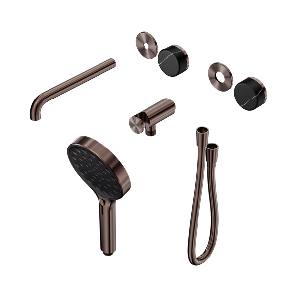 Nero Serenity Progressive Shower System With Spout With Marquina Black Handle And Serenity Hand Shower Trim Kit Only Brushed Bronze - 24E122BZ
