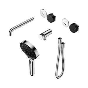 Nero Serenity Progressive Shower System With Spout With Marquina Black Handle And Serenity Hand Shower Trim Kit Only Chrome - 24E122CH