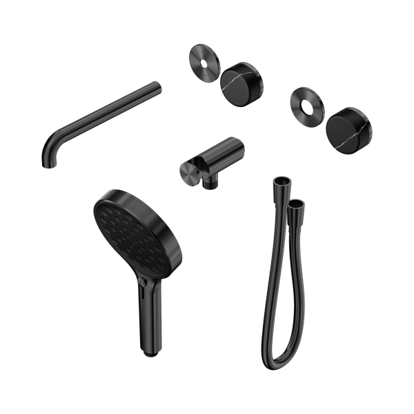 Nero Serenity Progressive Shower System With Spout With Marquina Black Handle And Serenity Hand Shower Trim Kit Only Gun Metal - 24E122GM