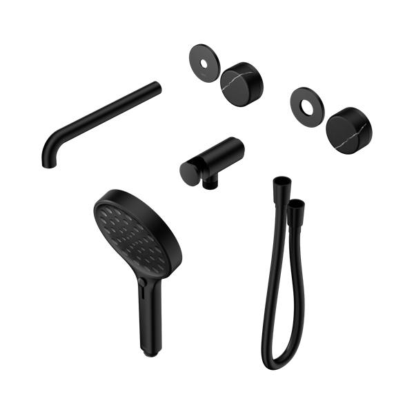 Nero Serenity Progressive Shower System With Spout With Marquina Black Handle And Serenity Hand Shower Trim Kit Only Matte Black - 24E122MB