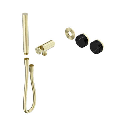 Nero Serenity Progressive Shower System With Marquina Black Handle And Slim Shower Trim Kit Only Brushed Gold - 24E123BG