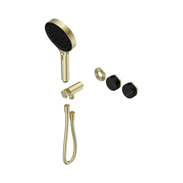 Nero Serenity Progressive Shower System With Marquina Black Handle And Serenity Hand Shower Trim Kit Only Brushed Gold - 24E124BG
