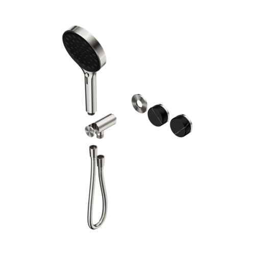 Nero Serenity Progressive Shower System With Marquina Black Handle And Serenity Hand Shower Trim Kit Only Brushed Nickel - 24E124BN