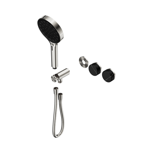 Nero Serenity Progressive Shower System With Marquina Black Handle And Serenity Hand Shower Trim Kit Only Brushed Nickel - 24E124BN