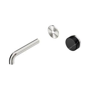 Nero Serenity Progressive Wall Basin Mixer 160mm Spout With Marquina Black Handle Trim Kit Only Brushed Nickel - 24E125BN