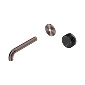 Nero Serenity Progressive Wall Basin Mixer 160mm Spout With Marquina Black Handle Trim Kit Only Brushed Bronze - 24E125BZ