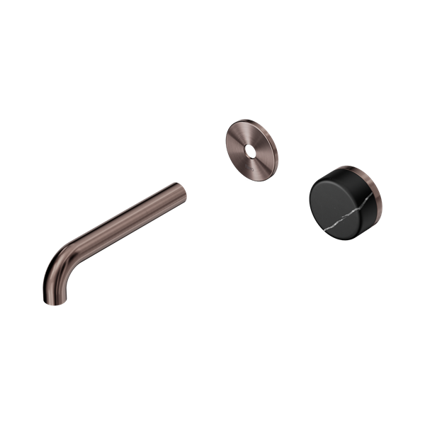Nero Serenity Progressive Wall Basin Mixer 160mm Spout With Marquina Black Handle Trim Kit Only Brushed Bronze - 24E125BZ