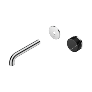 Nero Serenity Progressive Wall Basin Mixer 160mm Spout With Marquina Black Handle Trim Kit Only Chrome - 24E125CH