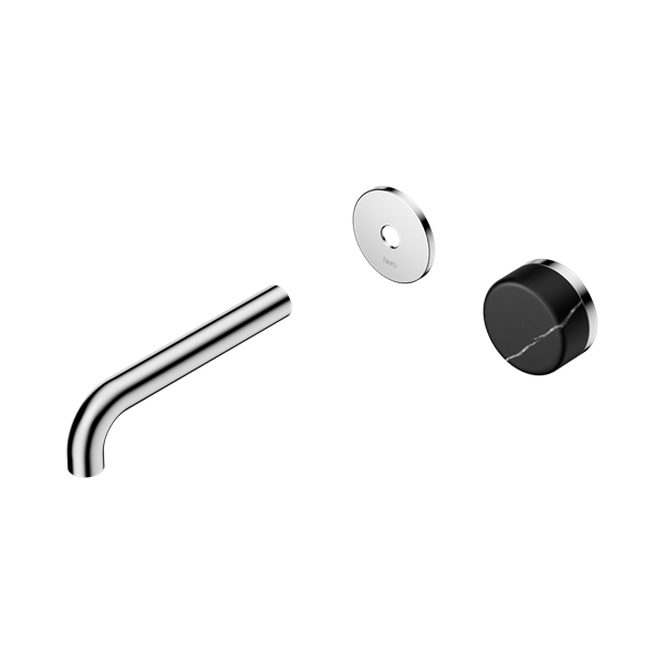 Nero Serenity Progressive Wall Basin Mixer 160mm Spout With Marquina Black Handle Trim Kit Only Chrome - 24E125CH
