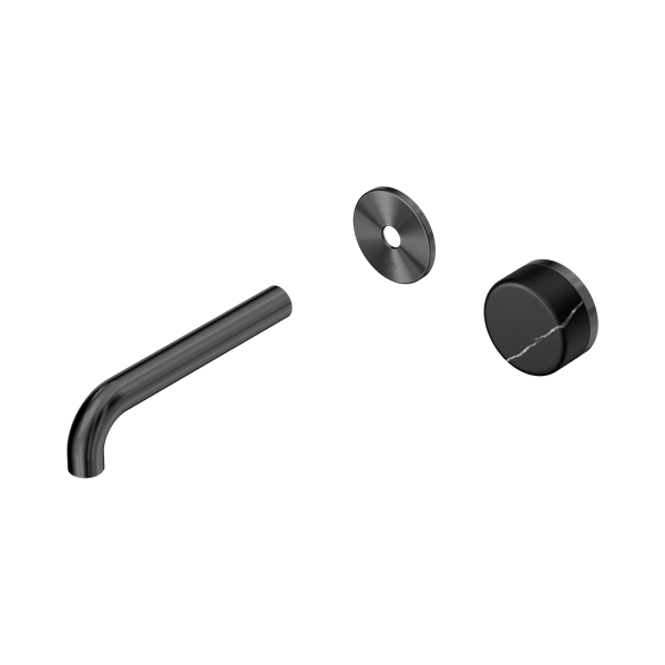 Nero Serenity Progressive Wall Basin Mixer 160mm Spout With Marquina Black Handle Trim Kit Only Gun Metal - 24E125GM