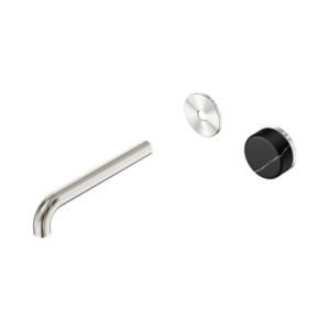 Nero Serenity Progressive Wall Basin Mixer 185mm Spout With Marquina Black Handle Trim Kit Only Brushed Nickel - 24E126BN