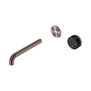 Nero Serenity Progressive Wall Basin Mixer 185mm Spout With Marquina Black Handle Trim Kit Only Brushed Bronze - 24E126BZ