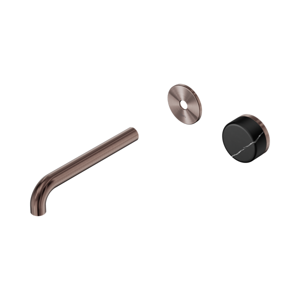Nero Serenity Progressive Wall Basin Mixer 185mm Spout With Marquina Black Handle Trim Kit Only Brushed Bronze - 24E126BZ