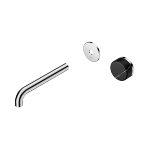 Nero Serenity Progressive Wall Basin Mixer 185mm Spout With Marquina Black Handle Trim Kit Only Chrome - 24E126CH