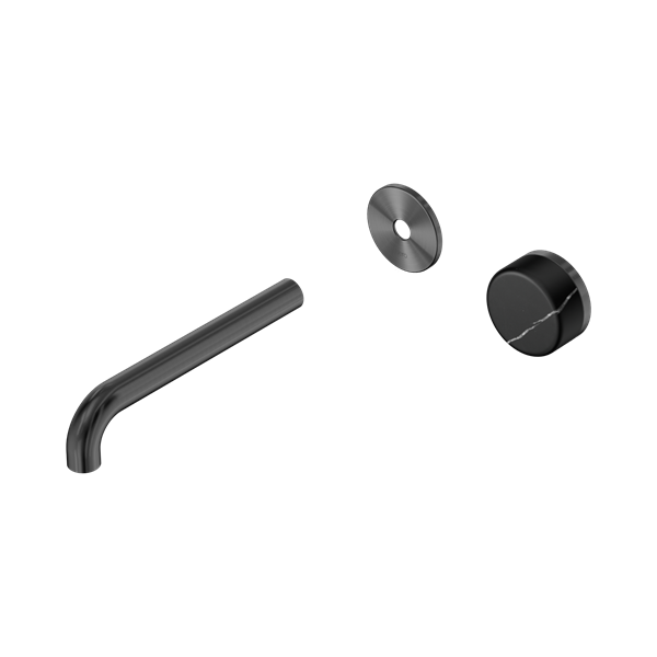 Nero Serenity Progressive Wall Basin Mixer 185mm Spout With Marquina Black Handle Trim Kit Only Gun Metal - 24E126GM