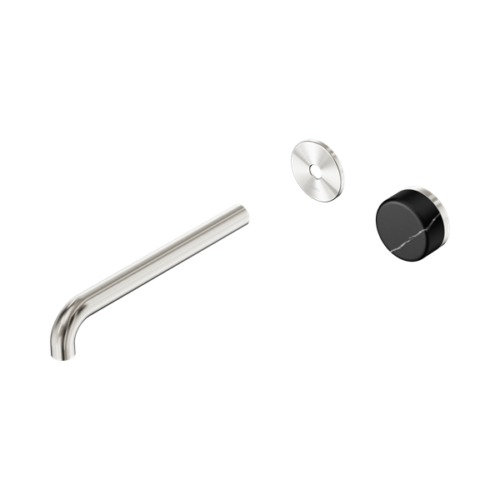 Nero Serenity Progressive Wall Basin Mixer 220mm Spout With Marquina Black Handle Trim Kit Only Brushed Nickel - 24E127BN