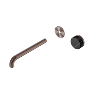 Nero Serenity Progressive Wall Basin Mixer 220mm Spout With Marquina Black Handle Trim Kit Only Brushed Bronze - 24E127BZ