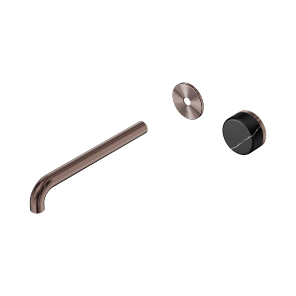 Nero Serenity Progressive Wall Basin Mixer 220mm Spout With Marquina Black Handle Trim Kit Only Brushed Bronze - 24E127BZ
