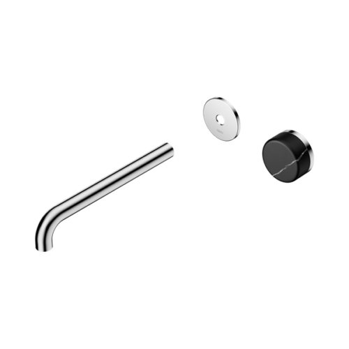 Nero Serenity Progressive Wall Basin Mixer 220mm Spout With Marquina Black Handle Trim Kit Only Chrome - 24E127CH