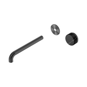 Nero Serenity Progressive Wall Basin Mixer 220mm Spout With Marquina Black Handle Trim Kit Only Gun Metal - 24E127GM