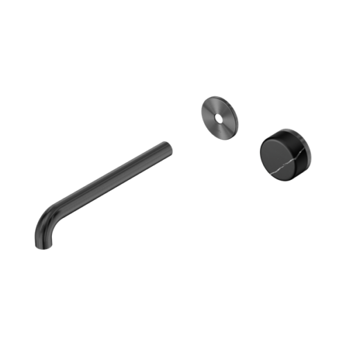 Nero Serenity Progressive Wall Basin Mixer 220mm Spout With Marquina Black Handle Trim Kit Only Gun Metal - 24E127GM