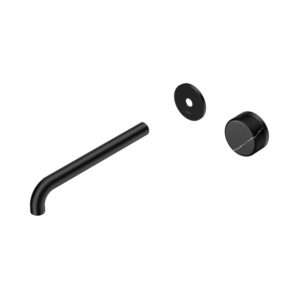Nero Serenity Progressive Wall Basin Mixer 220mm Spout With Marquina Black Handle Trim Kit Only Matte Black - 24E127MB